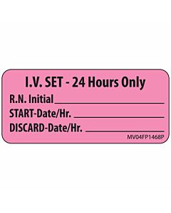 Label Paper Permanent IV Set- 24, 1" Core, 2 1/4" x 1", Fl. Pink, 420 per Roll