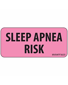 Label Paper Removable Sleep Apnea Risk, 1" Core, 2 1/4" x 1", Fl. Pink, 420 per Roll