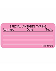 Lab Communication Label (Paper, Removable) Special Antigen 2 1/4"x1 Fluorescent Pink - 420 per Roll
