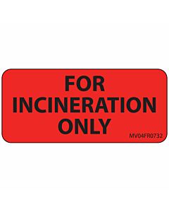 Label Paper Permanent for Incineration 1" Core 2 1/4"x1 Fl. Red 420 per Roll