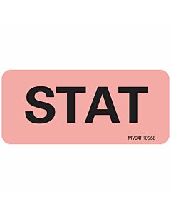 Lab Communication Label (Paper, Permanent) Stat 2 1/4"x1 Fluorescent Red - 420 per Roll