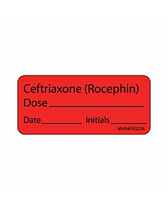 Label Paper Permanent Ceftriaxone 1" Core 2 1/4"x1 Fl. Red 420 per Roll