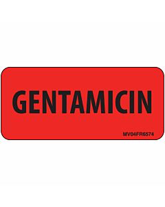 Label Paper Permanent Gentamicin 1" Core 2 1/4"x1 Fl. Red 420 per Roll
