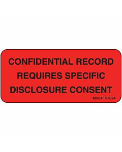 Label Paper Permanent Confidential Record 1" Core 2 1/4"x1 Fl. Red 420 per Roll