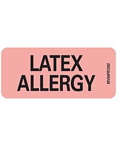 Label Paper Permanent Latex Allergy, 1" Core, 2 1/4" x 1", Fl. Red, 420 per Roll
