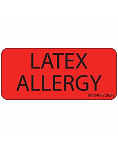 Label Paper Removable Latex Allergy, 1" Core, 2 1/4" x 1", Fl. Red, 420 per Roll