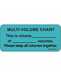 Label Paper Removable Multi-volume Chart, 1" Core, 2 1/4" x 1", Blue, 420 per Roll