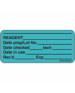 Label Paper Removable Reagent Date, 1" Core, 2 1/4" x 1", Blue, 420 per Roll