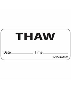 Label Paper Removable Thaw Date Time, 1" Core, 2 1/4" x 1", White, 420 per Roll