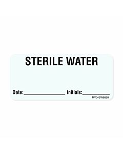 Label Paper Removable Sterile Water, 1" Core, 2 1/4" x 1", White, 420 per Roll