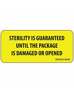 Label Paper Permanent Sterility Is, 1" Core, 2 1/4" x 1", Yellow, 420 per Roll