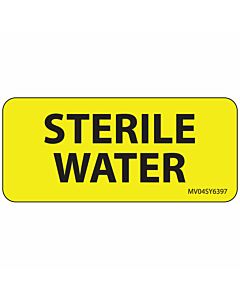 Label Paper Permanent Sterile Water, 1" Core, 2 1/4" x 1", Yellow, 420 per Roll