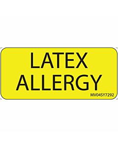 Label Paper Permanent Latex Allergy, 1" Core, 2 1/4" x 1", Yellow, 420 per Roll