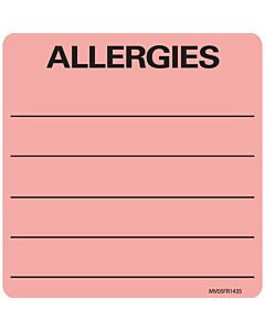 Label Paper Permanent Allergies 1" Core 2 7/16"x2 1/2" Fl. Red 400 per Roll