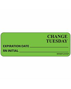 Label Paper Permanent Change Tuesday 1" Core 2 15/16"x1 Fl. Green 333 per Roll