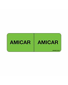 Label Paper Removable AMICAR: AMICAR, 1" Core, 2 15/16" x 1", Fl. Green, 333 per Roll