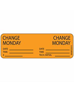 Label Paper Removable Change Monday, 1" Core, 2 15/16" x 1", Fl. Orange, 333 per Roll