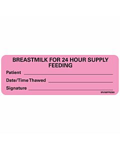 Label Paper Removable Breastmilk For 24, 1" Core, 2 15/16" x 1", Fl. Pink, 333 per Roll