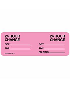 Label Paper Removable 24 Hour 24, 1" Core, 2 15/16" x 1", Fl. Pink, 333 per Roll