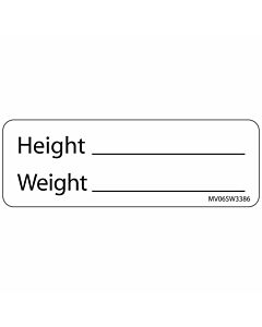 Label Paper Removable Height Weight, 1" Core, 2 15/16" x 1", White, 333 per Roll