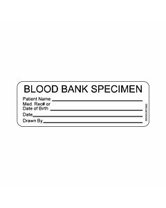 Label Paper Removable Blood Bank Specimen, 1" Core, 2 15/16" x 1", White, 333 per Roll