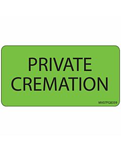 Label Paper Removable Private Cremation, 1" Core, 2 15/16" x 1", 1/2", Fl. Green, 333 per Roll