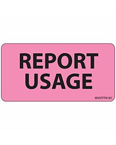Label Paper Removable Report Usage, 1" Core, 2 15/16" x 1", 1/2", Fl. Pink, 333 per Roll