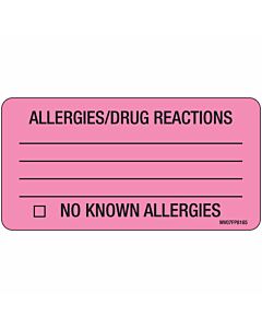 Label Paper Removable Allergies/drug, 1" Core, 2 15/16" x 1", 1/2", Fl. Pink, 333 per Roll
