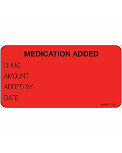 Label Paper Permanent Medication Added, 1" Core, 2 15/16" x 1", 1/2", Fl. Red, 333 per Roll