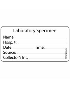 Label Paper Removable Laboratory Specimen, 1" Core, 2 15/16" x 1", 1/2", White, 333 per Roll