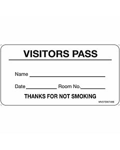 Visitor Pass Label Paper, Removable "Visitors Pass Name" 2-15/16" X 1-1/2" White, 333 per Roll