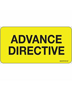 Label Paper Permanent Advance Directive 1" Core 2 15/16"x1 1/2" Yellow 333 per Roll