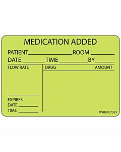 Label Paper Removable Medication Added, 1" Core, 2" 15/16" x 2, Fl. Chartreuse, 333 per Roll