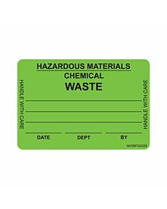 Label Paper Removable Hazardous Materials, 1" Core, 2" 15/16" x 2, Fl. Green, 333 per Roll
