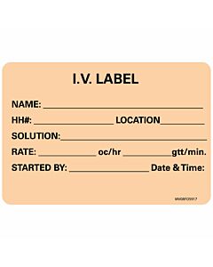 Label Paper Removable IV Label Name:, 1" Core, 2" 15/16" x 2, Fl. Orange, 333 per Roll