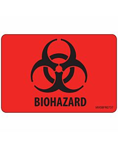 Label Paper Permanent Biohazard 1" Core 2" 15/16"x2 Fl. Red 333 per Roll