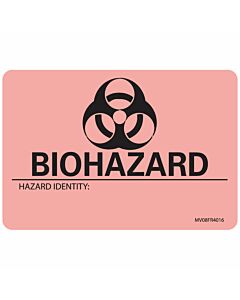 Lab Communication Label (Paper, Permanent) Biohazard Hazard 2" 15/16"x2 Fluorescent Red - 333 per Roll