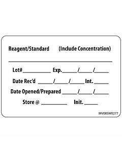 Label Paper Removable Reagent/standard, 1" Core, 2" 15/16" x 2, White, 333 per Roll