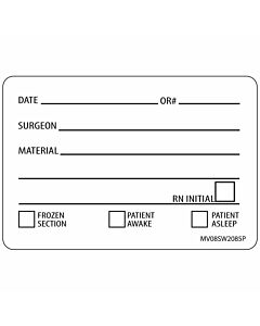 Label Paper Permanent Date or# Surgeon 1" Core 2" 15/16"x2 White 333 per Roll