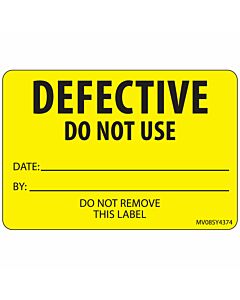 Label Paper Permanent Defective Do Not 1" Core 2" 15/16"x2 Yellow 333 per Roll