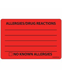 Label Paper Permanent Allergies/drug 1" Core 4"x2 5/8" Fl. Red 375 per Roll