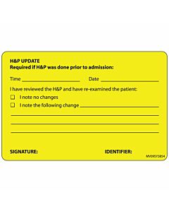 Label Paper Permanent H&P UpDate 1" Core 4"x2 5/8" Yellow 375 per Roll