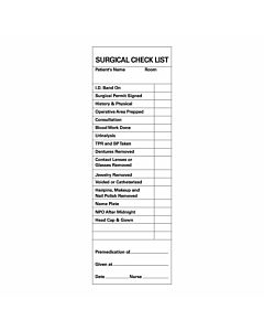 Binder/Chart Tape Removable "Surgical Check List", 1 '' Core 2 '' x 500'', White, 83 Imprints, 500 Inches per Roll