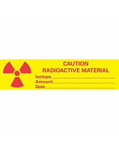 Hazard Tape (Removable) Caution Radioactive 3/4" x500" 167 Imprints per Roll - Yellow