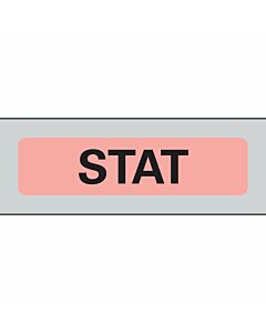 Hazard Label (Paper, Permanent) Stat 1 1/2"x3/8" Fluorescent Red - 1000 Labels per Roll