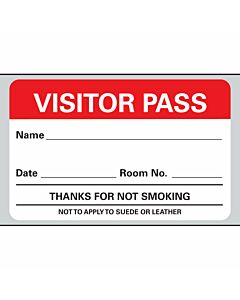 Visitor Pass Label Paper, Removable "Visitor Pass" 2-3/4" x 1-3/4" White with Red, 500 per Roll, 2 Rolls per Box