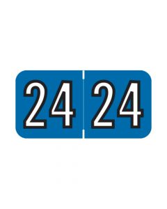 Amerifile® Compatible Color Code Label Year "24", 1-1/2" x 3/4", Blue, Mylar, 500 Per Roll