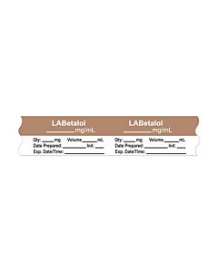 Anesthesia Tape, with Expiration Date, Time & Initial (Removable), "Labetalol mg/ml" 3/4" x 500", Copper with White, - 333 Imprints - 500 Inches per Roll