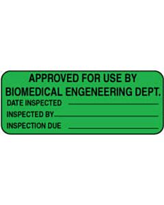 Label Paper Removable Approved For Use 2 1/4" x 7/8", Fl. Green, 1000 per Roll