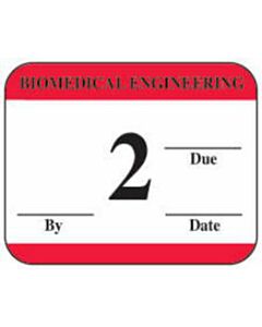 Label Synthetic Permanent Biomedical Engineering  1-1/4" X 1" White with Red, 1000 per Roll